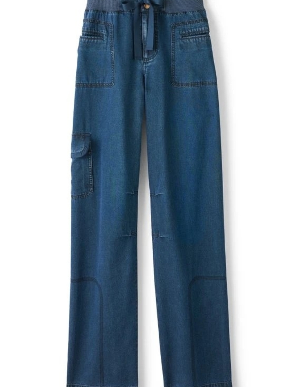 NWT Soft Surroundings Benecia TENCEL Cargo Pants Denim Blue LP Petite